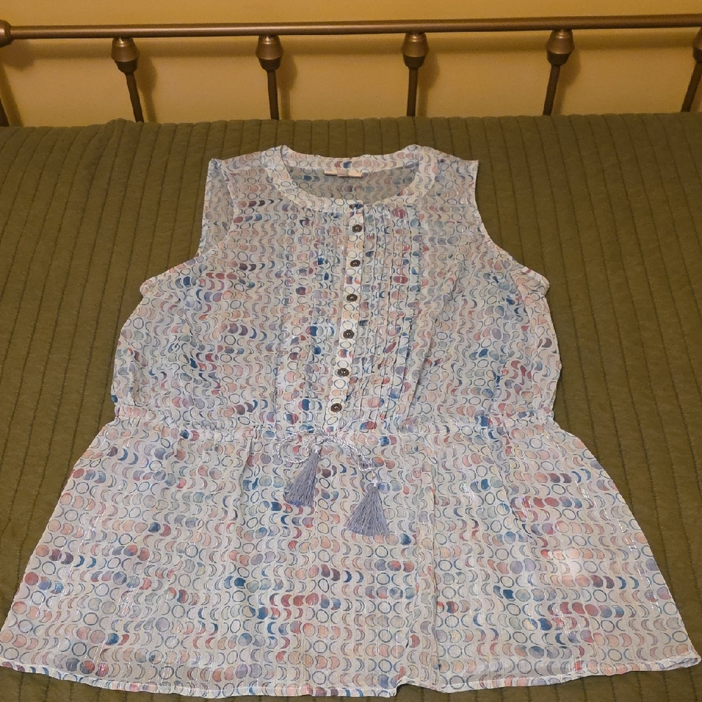 Modcloth Tank with Blue and Pink Moon Accents